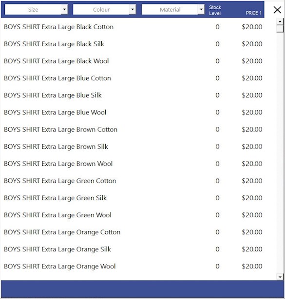 Stock Item Variants - Selling